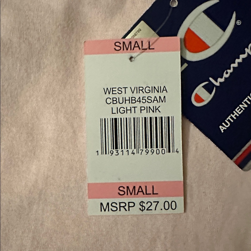 NWT West Virginia Mountaineers Athletics Champion Light Pink Long-Sleeve Tee, S - Picture 13 of 15
